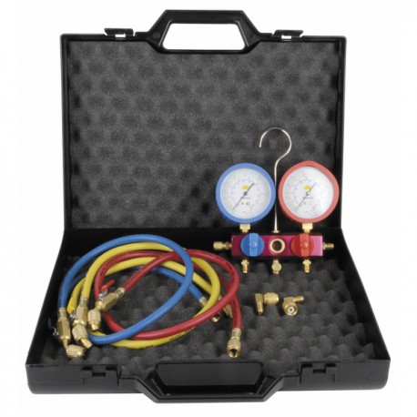 Manifold 2 vías de bola con manómetro Ø80 AP - GALAXAIR : M2BS-F-BC