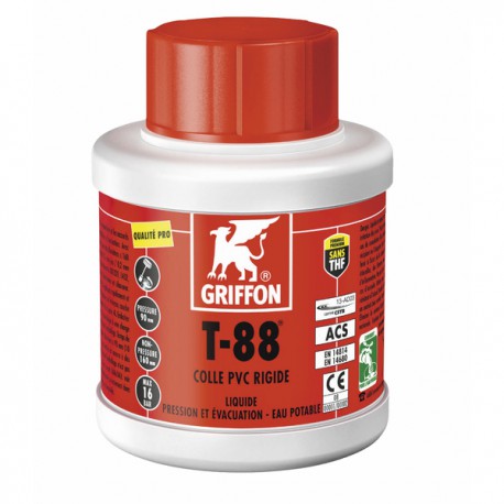 T-88 cola líquida especial de PVC para agua potable 250ml - GRIFFON : 6302439