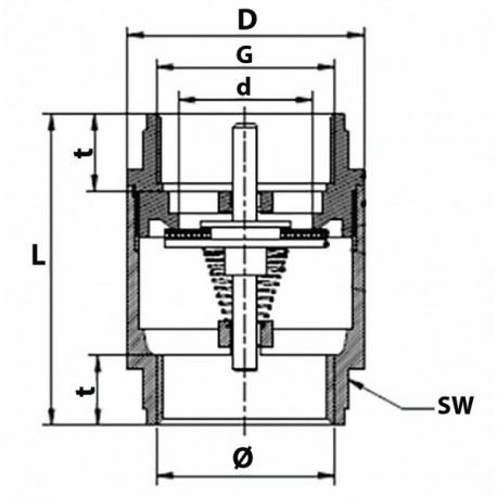 Válvula retencion cualquier posicion de latón obturador nilón 1/2" - DIFF