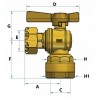 Válvula de corte antes / después del contador escuadra para tubo 3/4" - DIFF