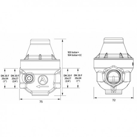 Reductor isobar HH 3/4" tapa composite iso20fcc - ITRON : ISO20FCCMG