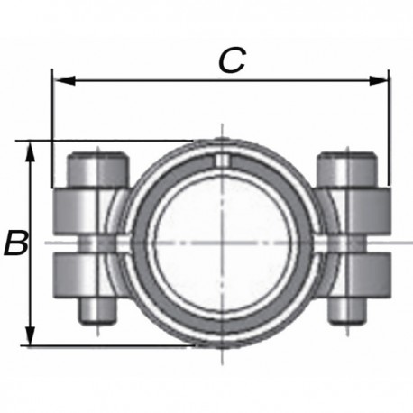 Abrazadera de reparación para acero corto DSK 33.7 (1") - GEBO : 01.260.28.03