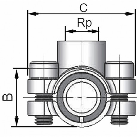 Abrazadera de reparación de derivación ANB F 42.4 (H3/4") - GEBO : 01.261.28.0402