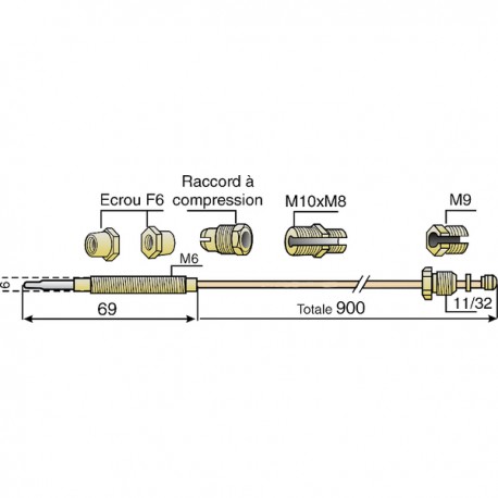 Termopar 7 racores lg 900mm - DIFF